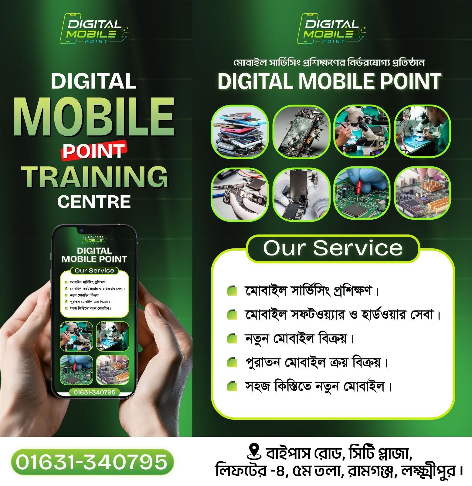 Digital Mobile Point technician repairing a smartphone motherboard